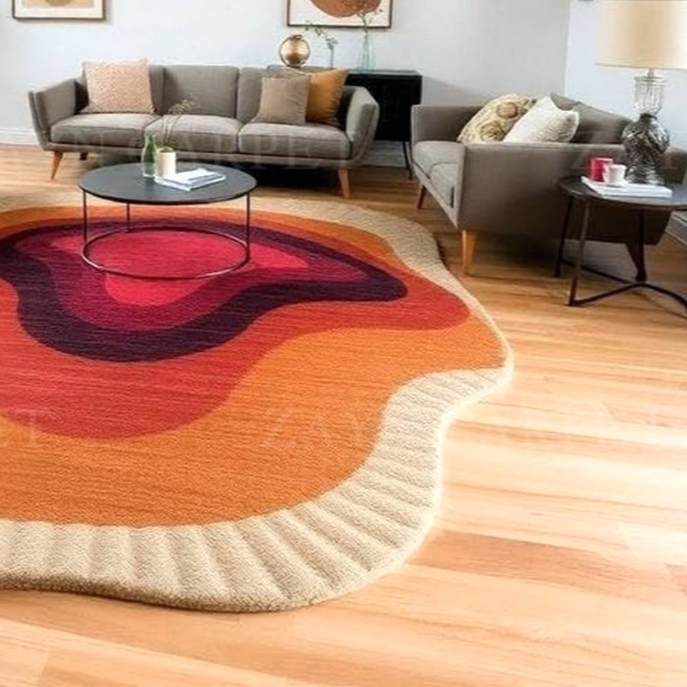 Handcrafted Warm Abstract Organic Living Room Rug
